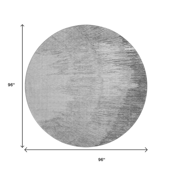 HomeRoots 8' Gray and Ivory Woodland Lodge Round Rug - Washable, Stain-Resistant, UV Protected for Homes 653752