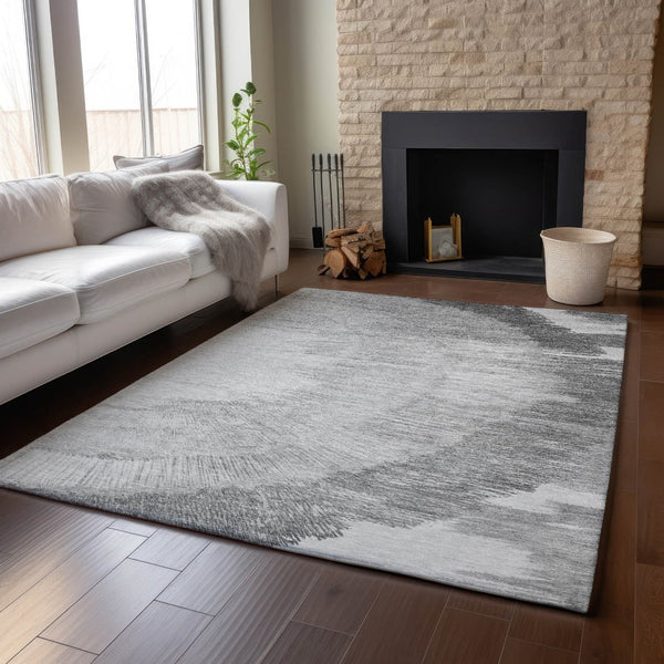 HomeRoots 10' Gray and Ivory Woodland Lodge Rug – Washable, UV Protected, Stain Resistant Area Rug for Homes 653755