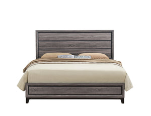 English Elm MIRAGE Grey King Bed with Panel Headboard, Rubberwood Frame, Sturdy Contemporary Design & Tapered Legs B201S00097