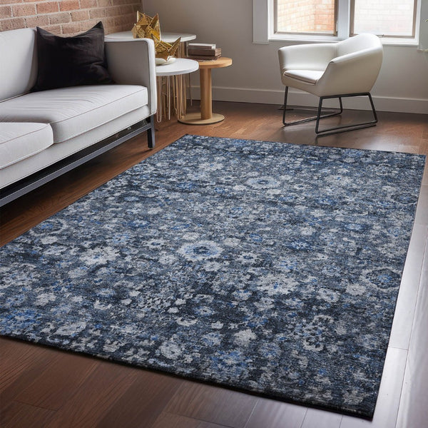 HomeRoots 9' X 12' Blue and Ivory Oriental Area Rug - Stain-Resistant, UV Protected, Durable for Any Room 653760