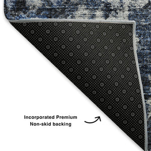 HomeRoots 9' X 12' Blue and Ivory Oriental Area Rug - Stain-Resistant, UV Protected, Durable for Any Room 653760