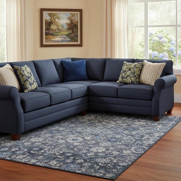 HomeRoots 10' X 14' Blue And Ivory Oriental Area Rug - Washable, UV Protected, Durable, Perfect for Homes 653761