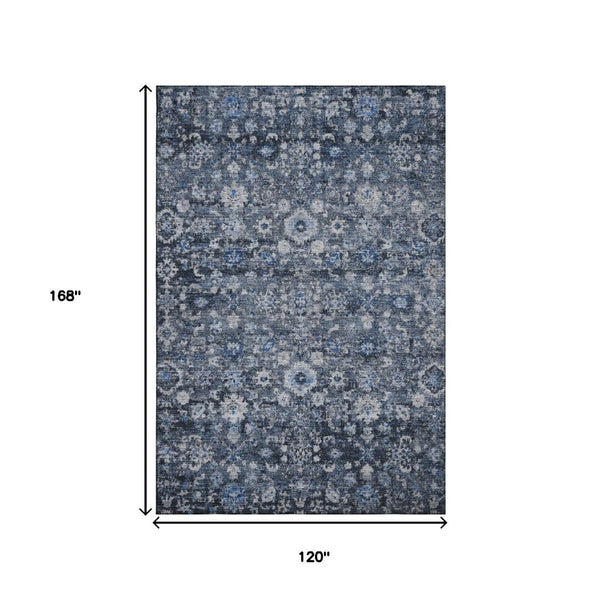 HomeRoots 10' X 14' Blue And Ivory Oriental Area Rug - Washable, UV Protected, Durable, Perfect for Homes 653761