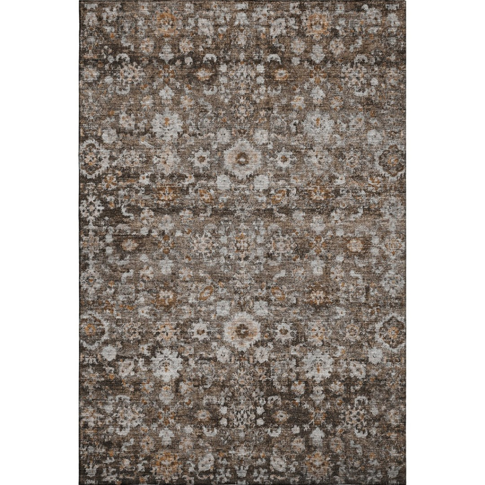 HomeRoots 8' X 10' Chocolate & Ivory Oriental Area Rug - Washable, Stain Resistant, UV Protected for Homes 653765