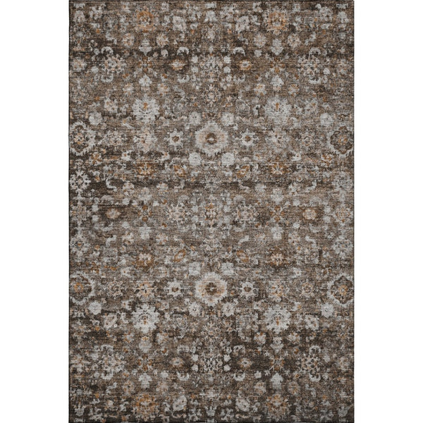 HomeRoots 10' Chocolate and Ivory Oriental Washable Area Rug - Durable, Stain-Resistant with UV Protection! 653767