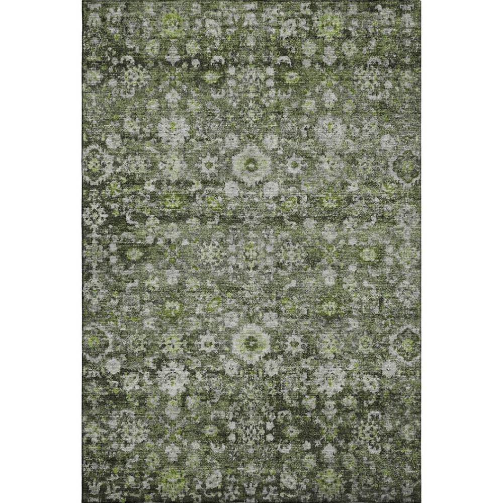 HomeRoots 5' X 8' Elegant Green Ivory Gray Oriental Area Rug - Washable, UV Protected, Durable, and Stylish 653769