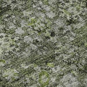 HomeRoots 8' Washable Green, Ivory & Gray Oriental Round Rug with UV Protection - Stylish, Durable, and Easy Care! 653770