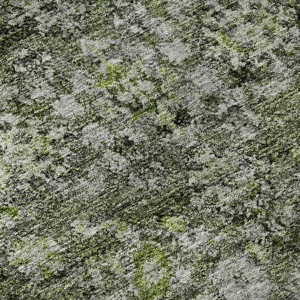 HomeRoots 8' Washable Green, Ivory & Gray Oriental Round Rug with UV Protection - Stylish, Durable, and Easy Care! 653770