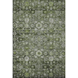 HomeRoots 10' X 14' Elegant Green Ivory Gray Oriental Washable Area Rug with UV Protection for Active Homes 653773
