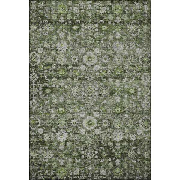 HomeRoots 10' X 14' Elegant Green Ivory Gray Oriental Washable Area Rug with UV Protection for Active Homes 653773