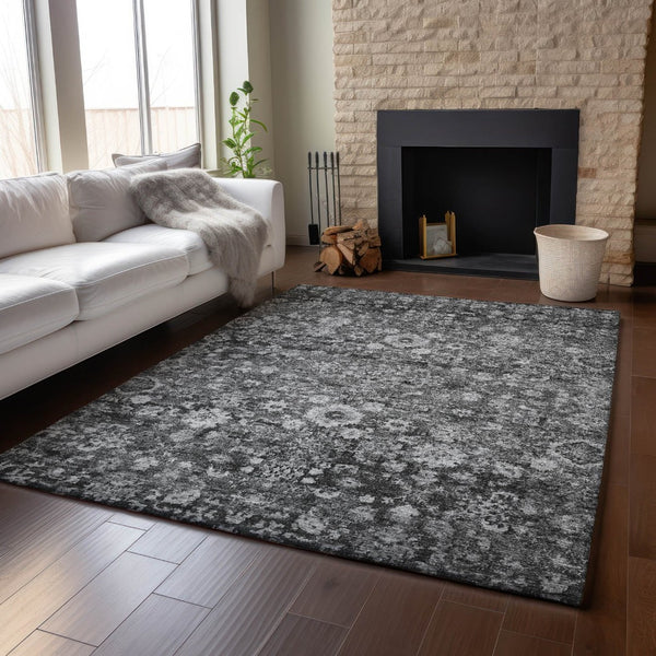 HomeRoots 8' X 10' Gray and Ivory Oriental Area Rug – UV Protected, Stain Resistant, Easy Care for Busy Homes! 653777