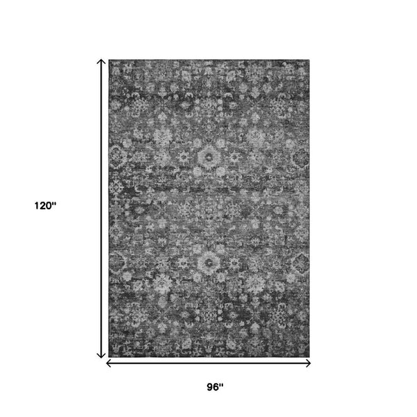 HomeRoots 8' X 10' Gray and Ivory Oriental Area Rug – UV Protected, Stain Resistant, Easy Care for Busy Homes! 653777