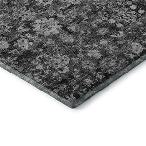HomeRoots 9' X 12' Gray and Ivory Oriental Washable Area Rug with UV Protection for Homes with Kids & Pets 653778