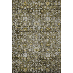 HomeRoots 5' X 8' Coffee Ivory Gold Oriental Area Rug - Washable, Stain Resistant, UV Protected Comfort Style 653781