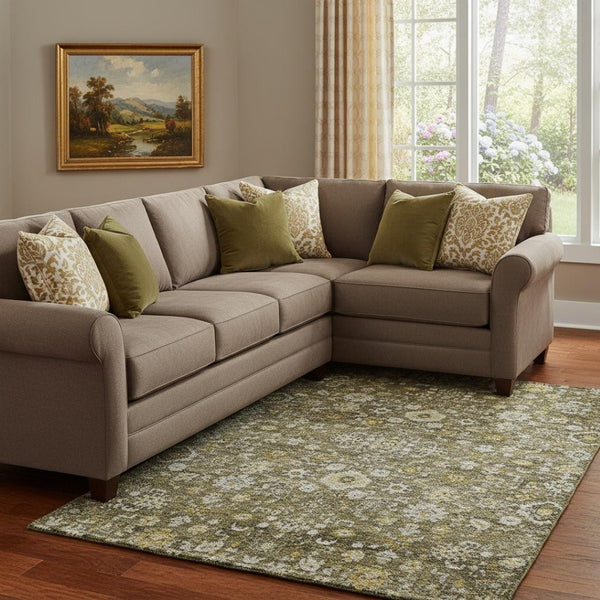 HomeRoots 8' X 10' Elegant Coffee Ivory & Gold Oriental Area Rug - Washable, UV Protected, Pet Friendly! 653783