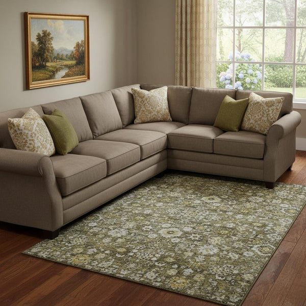 HomeRoots 9' X 12' Coffee Ivory & Gold Oriental Washable Area Rug - Stylish, Durable, UV-Protected Design! 653784