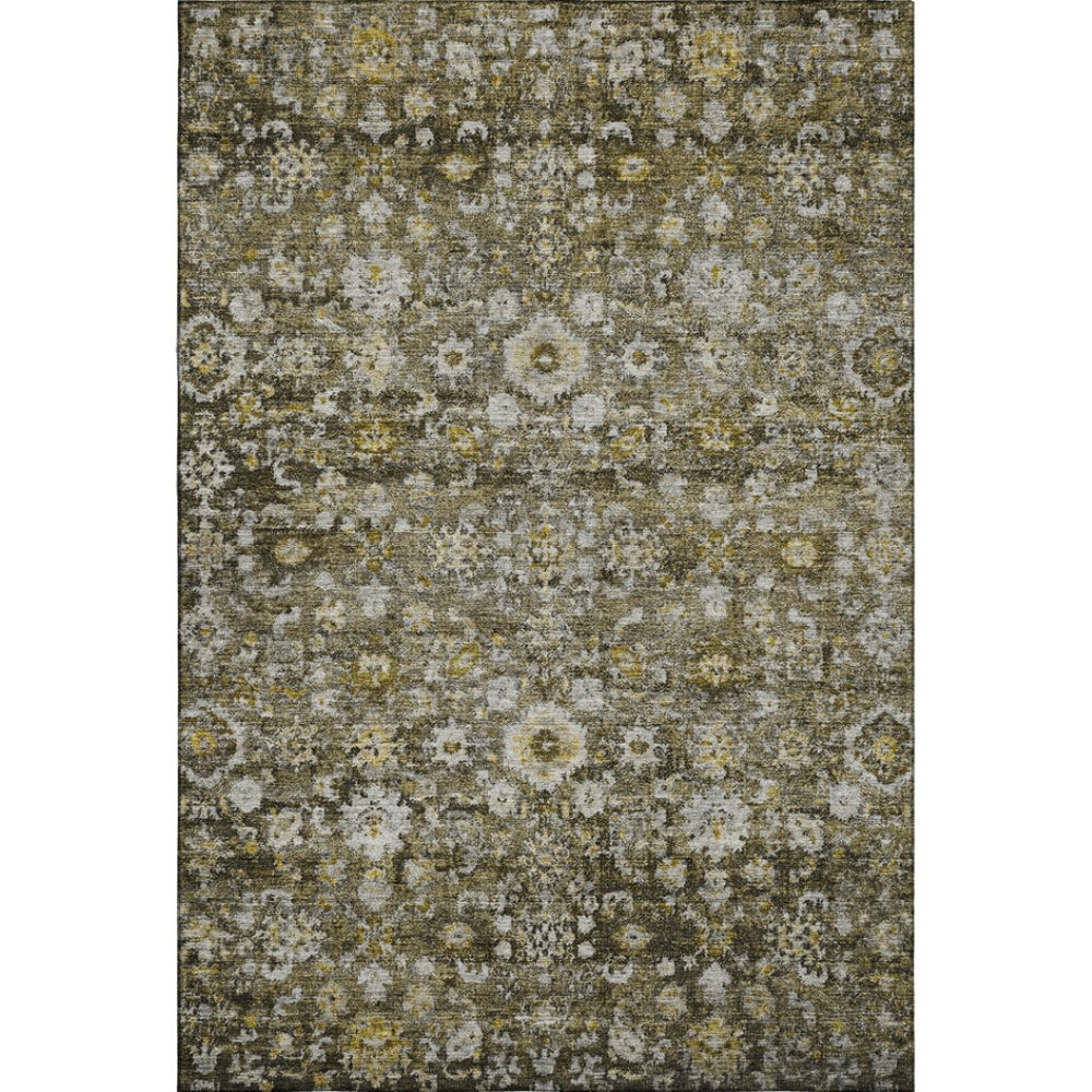 HomeRoots 9' X 12' Coffee Ivory & Gold Oriental Washable Area Rug - Stylish, Durable, UV-Protected Design! 653784