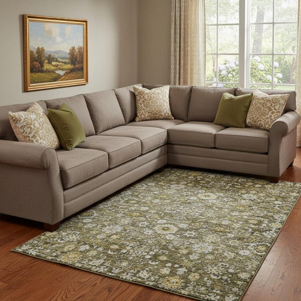 HomeRoots 10' X 14' Coffee Ivory Gold Oriental Area Rug - Stylish, Washable & UV Protected for High-Traffic Areas 653785