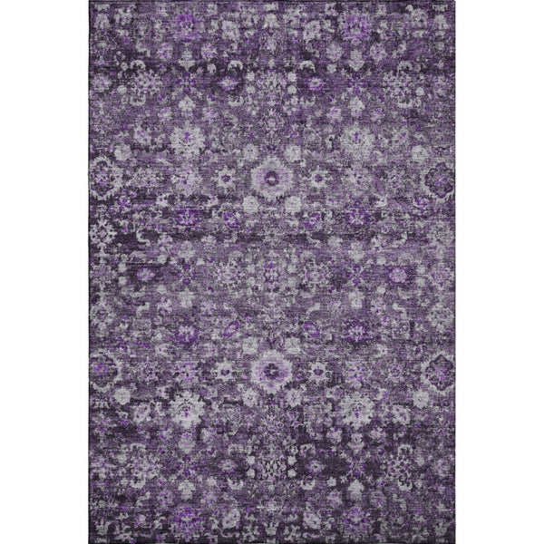 HomeRoots 5' X 8' Purple & Ivory Oriental Area Rug - Durable, Washable, UV-Protected for Family Living Rooms 653787