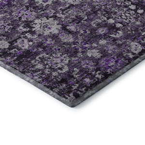 HomeRoots 8' Purple and Ivory Oriental Round Rug - Washable, UV Protected, Durable for Homes with Kids & Pets 653788