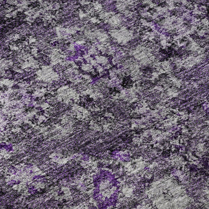 HomeRoots 8' Purple and Ivory Oriental Round Rug - Washable, UV Protected, Durable for Homes with Kids & Pets 653788