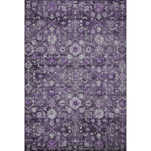 HomeRoots 8' X 10' Purple and Ivory Washable Oriental Area Rug with UV Protection for Kid and Pet Friendly Homes 653789