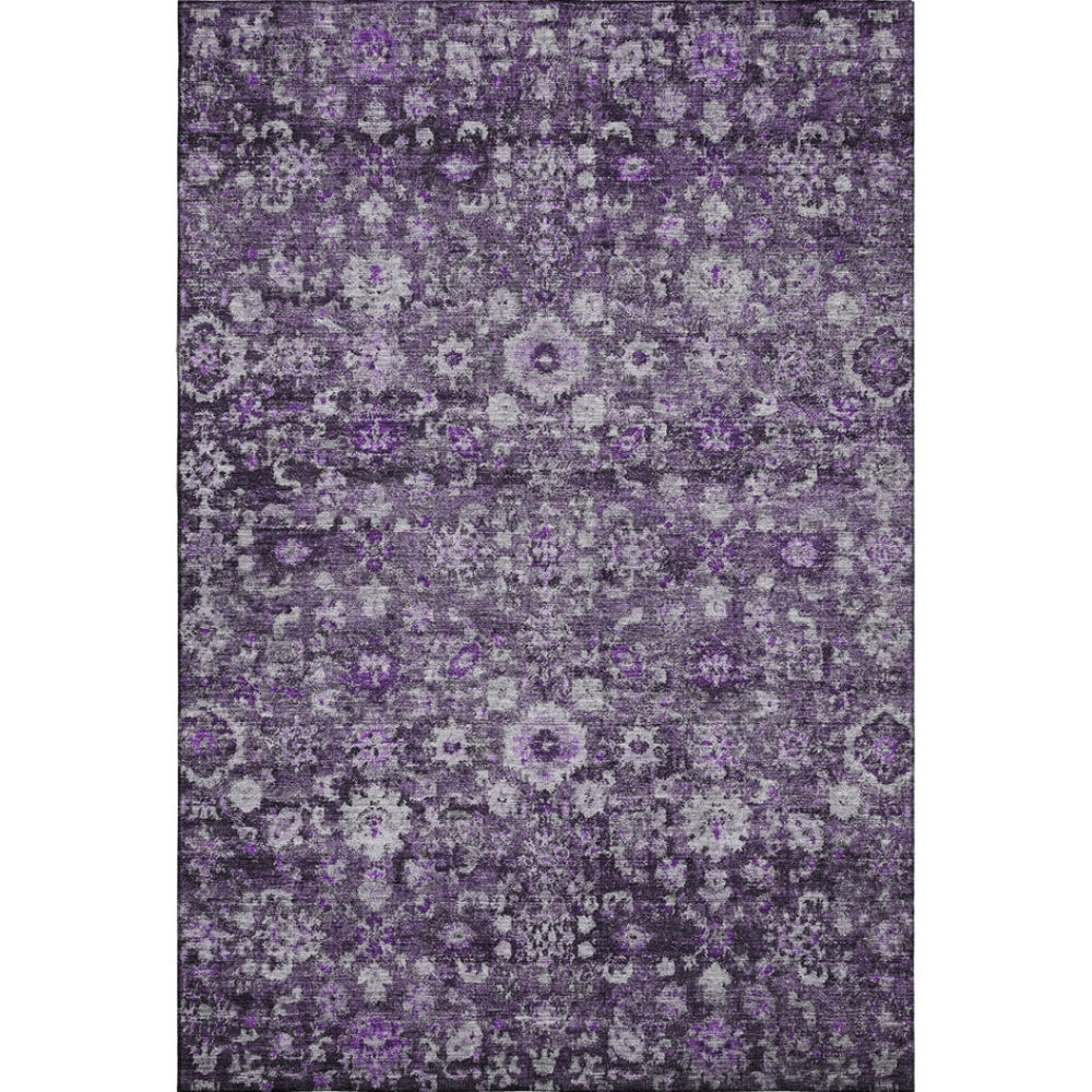 HomeRoots 9' X 12' Elegant Purple & Ivory Washable Oriental Rug with UV Protection for High-Traffic Spaces 653790