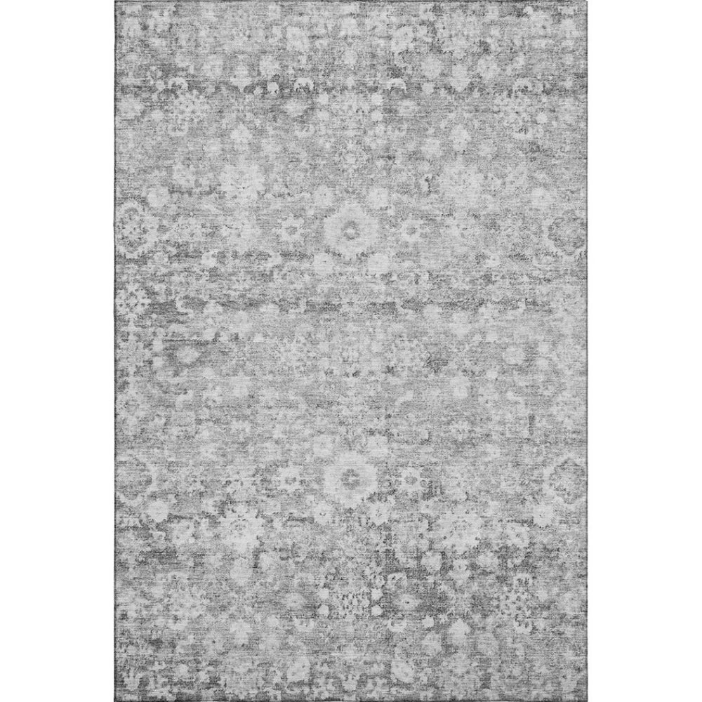 HomeRoots 9' X 12' Silver & Gray Oriental Washable Area Rug - Durable, Stylish, UV Protected for Any Space 653796
