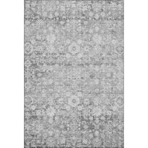 HomeRoots 9' X 12' Silver & Gray Oriental Washable Area Rug - Durable, Stylish, UV Protected for Any Space 653796