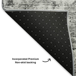 HomeRoots 9' X 12' Silver & Gray Oriental Washable Area Rug - Durable, Stylish, UV Protected for Any Space 653796