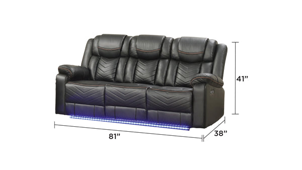 English Elm Challenger Modern Power Reclining Sofa & Loveseat Set With Bluetooth Speakers & Led Ambiance B009S01959