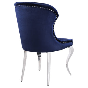 English Elm Daphne Velvet Wingback Dining Chairs with Nailhead Trim and Cabriole Legs Set of 2 Inky Blue B062S01464