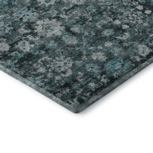 HomeRoots 8' Teal and Aqua Oriental Round Rug - Durable, Washable, UV-Protected, Perfect for Busy Homes! 653800