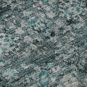 HomeRoots 8' Teal and Aqua Oriental Round Rug - Durable, Washable, UV-Protected, Perfect for Busy Homes! 653800