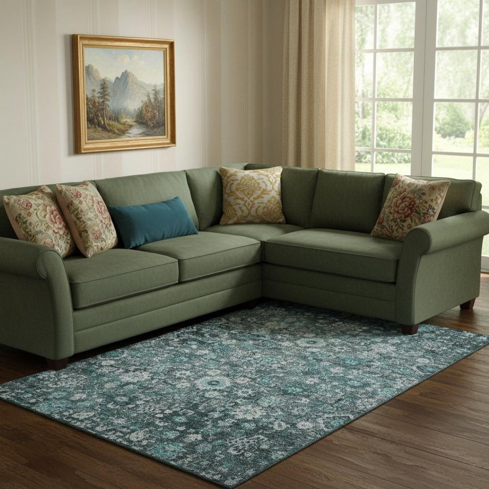 HomeRoots 8' X 10' Teal and Aqua Oriental Washable Area Rug – Stylish, Stain Resistant, UV Protected Comfort 653801