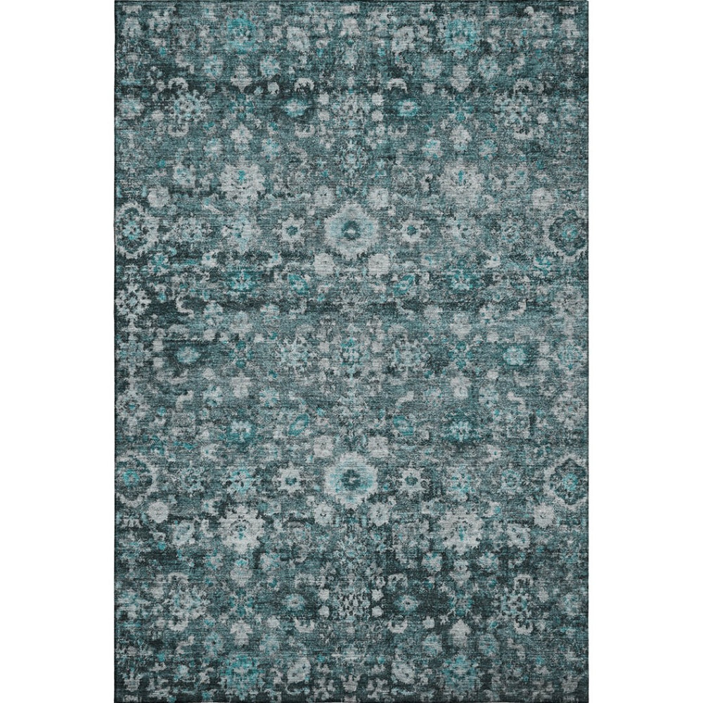 HomeRoots 8' X 10' Teal and Aqua Oriental Washable Area Rug – Stylish, Stain Resistant, UV Protected Comfort 653801