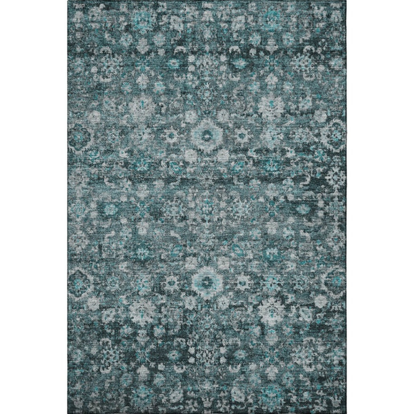 HomeRoots 8' X 10' Teal and Aqua Oriental Washable Area Rug – Stylish, Stain Resistant, UV Protected Comfort 653801