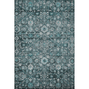 HomeRoots 10' X 14' Teal and Aqua Oriental Area Rug - Washable, UV Protected, Stain Resistant for Easy Care 653803