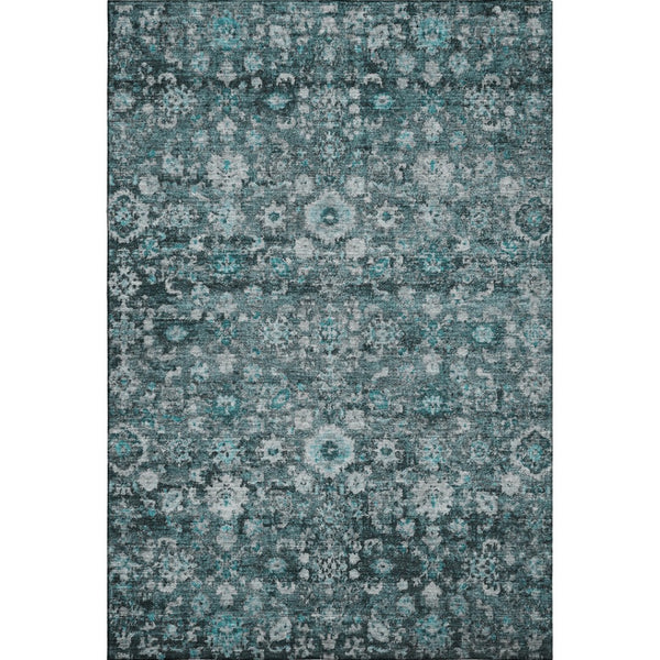HomeRoots 10' X 14' Teal and Aqua Oriental Area Rug - Washable, UV Protected, Stain Resistant for Easy Care 653803