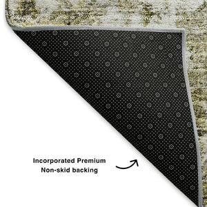 HomeRoots 5' X 8' Elegant Taupe Ivory Gold Washable Oriental Area Rug - Stain Resistant & UV Protected! 653805