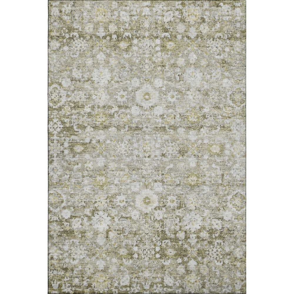 HomeRoots 9' X 12' Elegant Taupe Ivory Gold Oriental Area Rug - Stain-Resistant, UV Protected, Durable Design 653808
