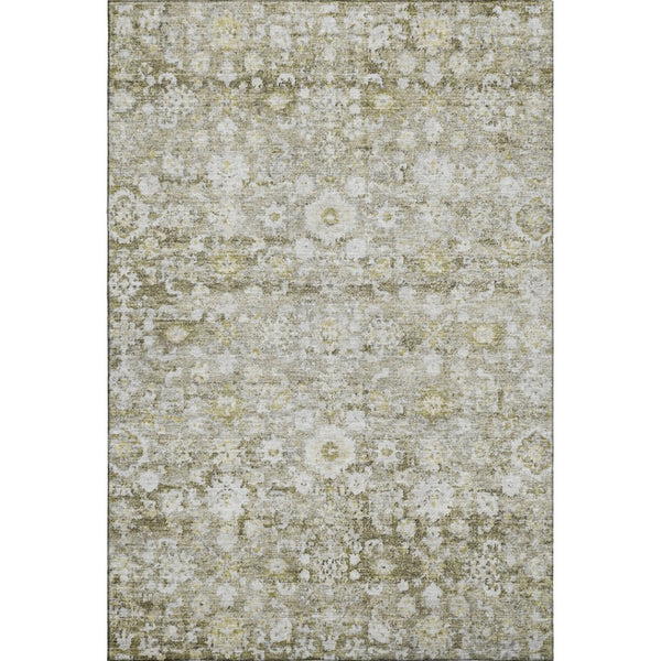 HomeRoots 9' X 12' Elegant Taupe Ivory Gold Oriental Area Rug - Stain-Resistant, UV Protected, Durable Design 653808