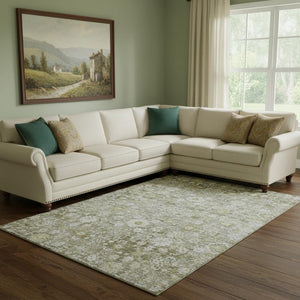 HomeRoots 9' X 12' Elegant Taupe Ivory Gold Oriental Area Rug - Stain-Resistant, UV Protected, Durable Design 653808