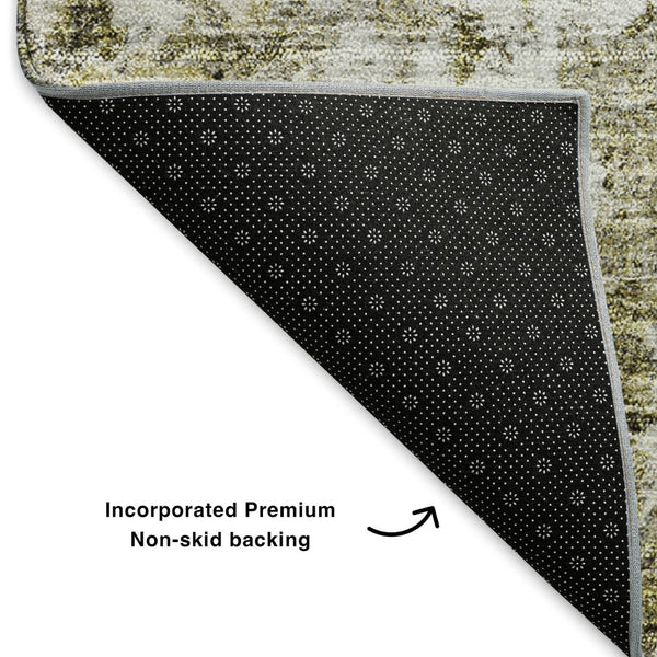 HomeRoots 10' Taupe Ivory and Gold Oriental Area Rug - Washable, Stain Resistant, UV Protected for Homes 653809