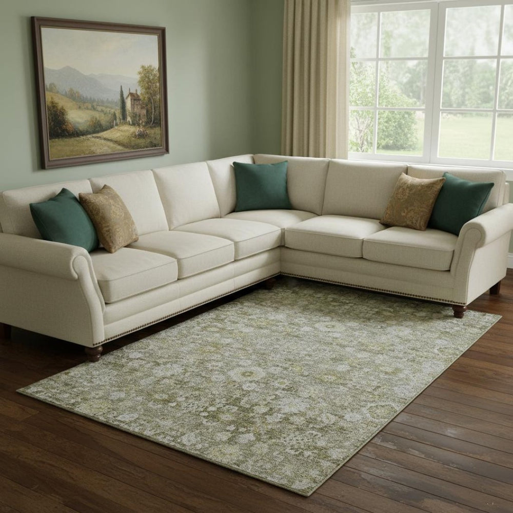 HomeRoots 10' Taupe Ivory and Gold Oriental Area Rug - Washable, Stain Resistant, UV Protected for Homes 653809