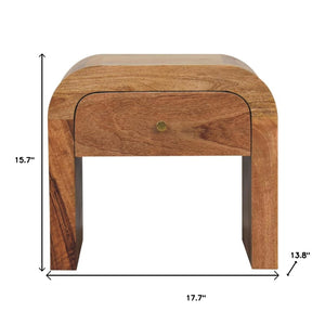 HomeRoots 16" Brown Solid Mango Wood Nightstand - Handcrafted Elegance for Modern Spaces with Storage Drawer 653810