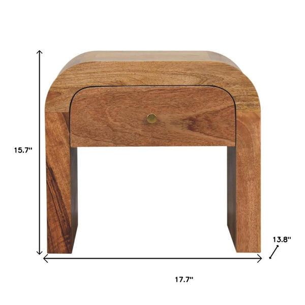 HomeRoots 16" Brown Solid Mango Wood Nightstand - Handcrafted Elegance for Modern Spaces with Storage Drawer 653810