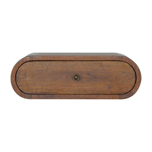 HomeRoots 18" Chestnut Floating Nightstand - Handcrafted Solid Mango Wood, Oval Design with Hidden Storage Drawer 653812