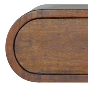 HomeRoots 18" Chestnut Floating Nightstand - Handcrafted Solid Mango Wood, Oval Design with Hidden Storage Drawer 653812
