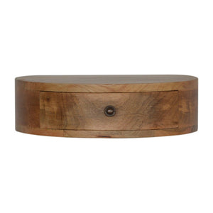 HomeRoots 16" Brown Solid Wood Round Floating Nightstand – Modern Wall-Mounted Design with Storage Drawer 653813